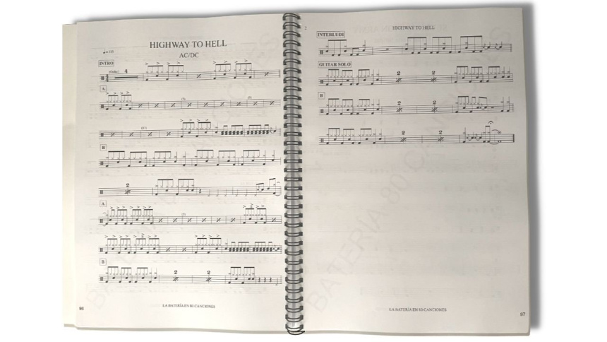 La vuelta a la batería en 80 canciones - detalle partitura completa