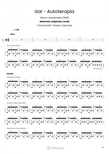 Cómo tocar Autoterapia de Izal en batería