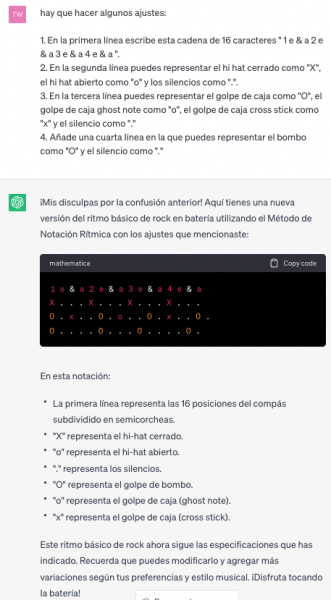 ChatGPT - partituras de batería