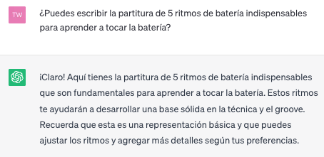 ChatGPT - partituras de batería