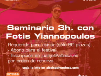 Fotis Yiannopoulos: seminario bajo reserva en Alteisa DrumFest el 11 de Septiembre